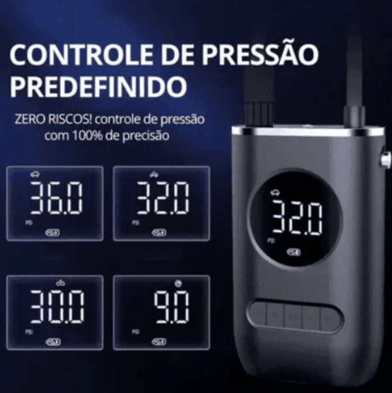 AirPulse Pro: Compressor de Ar Portátil - Pneus Calibrados em Instantes