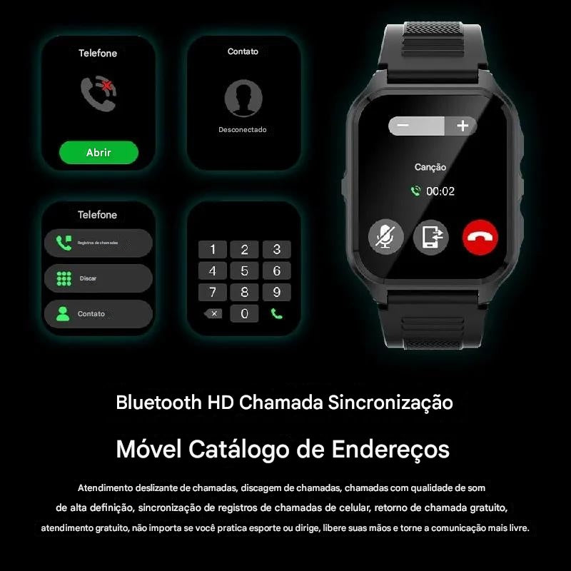 P73 1.83"  Relógio inteligente militar para homens Bluetooth
 Liga  Smartwatch para Xiaomi Android IOS IP68 
Relógio fitness à prova de água