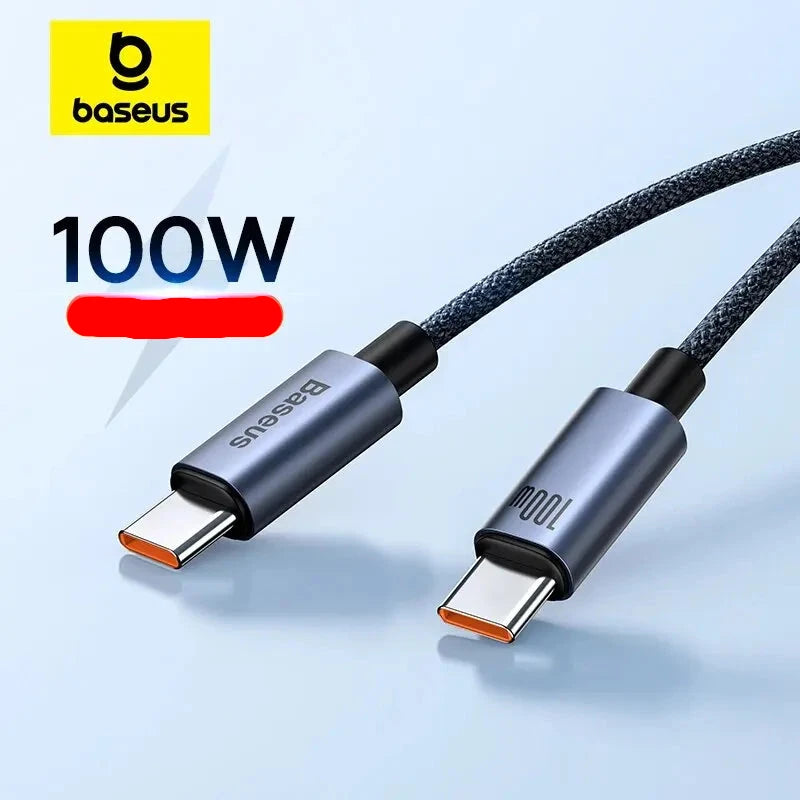 Baseus Cabo USB C para Tipo C de 100 W para iPhone 15 Plus Pro Max PD Cabo carregador de dados de carregamento rápido para Macbook Xiaomi Samsung