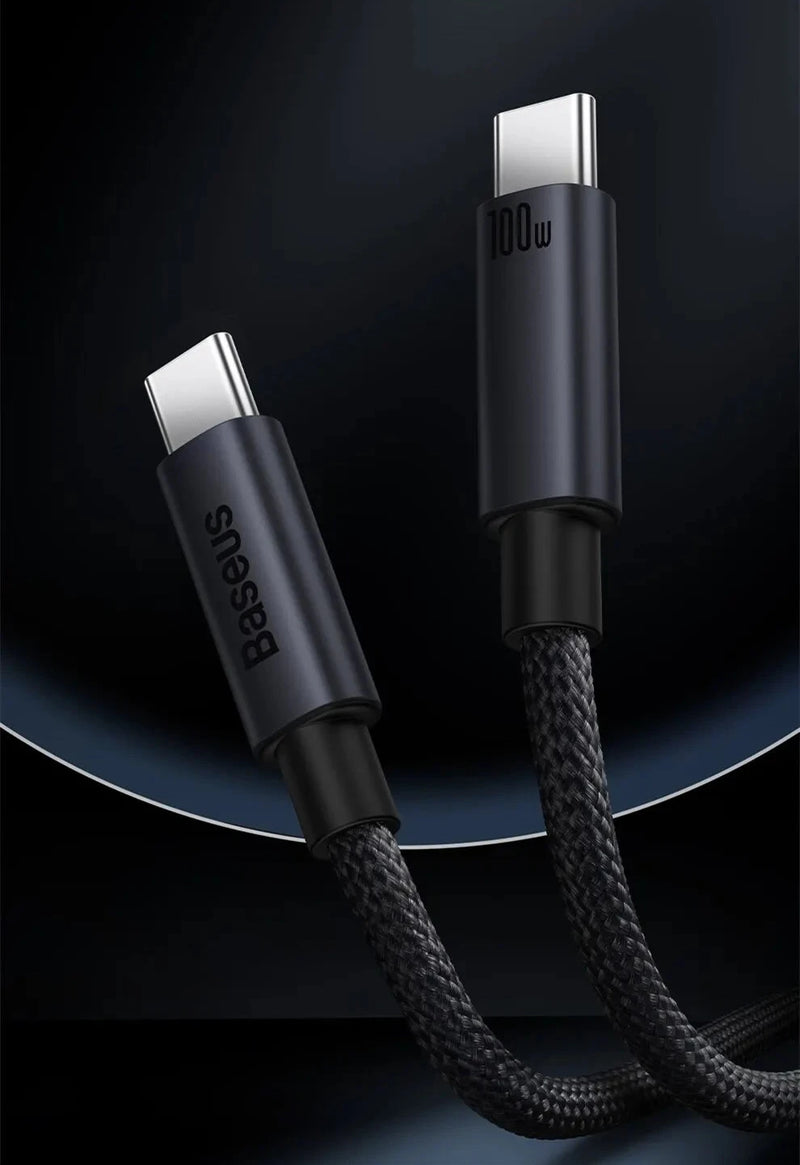 Baseus Cabo USB C para Tipo C de 100 W para iPhone 15 Plus Pro Max PD Cabo carregador de dados de carregamento rápido para Macbook Xiaomi Samsung